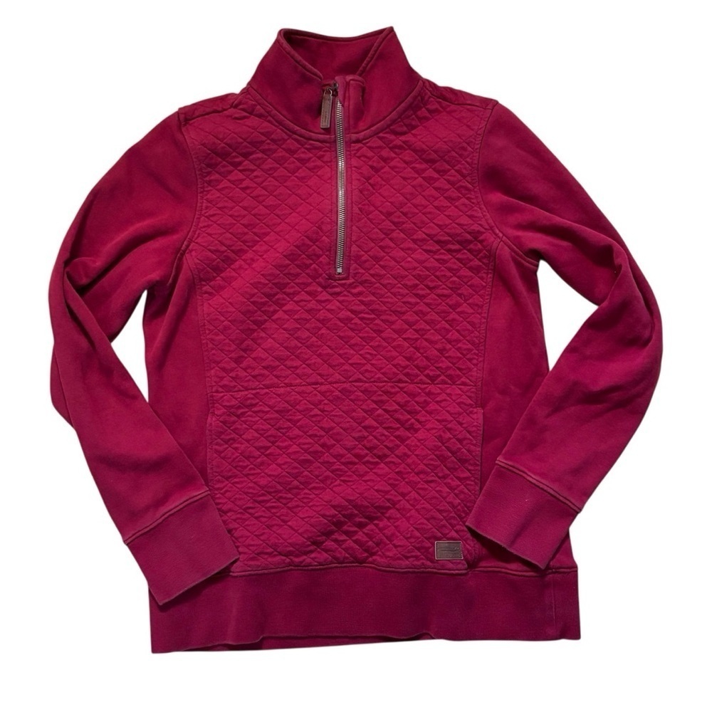 L.L. Bean Red Pullover Quarterzip Size Small Quilted Unisex Flaw Winter Fall